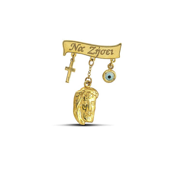 Χρυσή παραμάνα Κ9 με Χριστό και ματάκι MSP0702.009